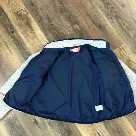 jcrew crewcuts kids sherpa jacket zip front girls 14 cream, navy, & neon pink - Picture 9 of 15